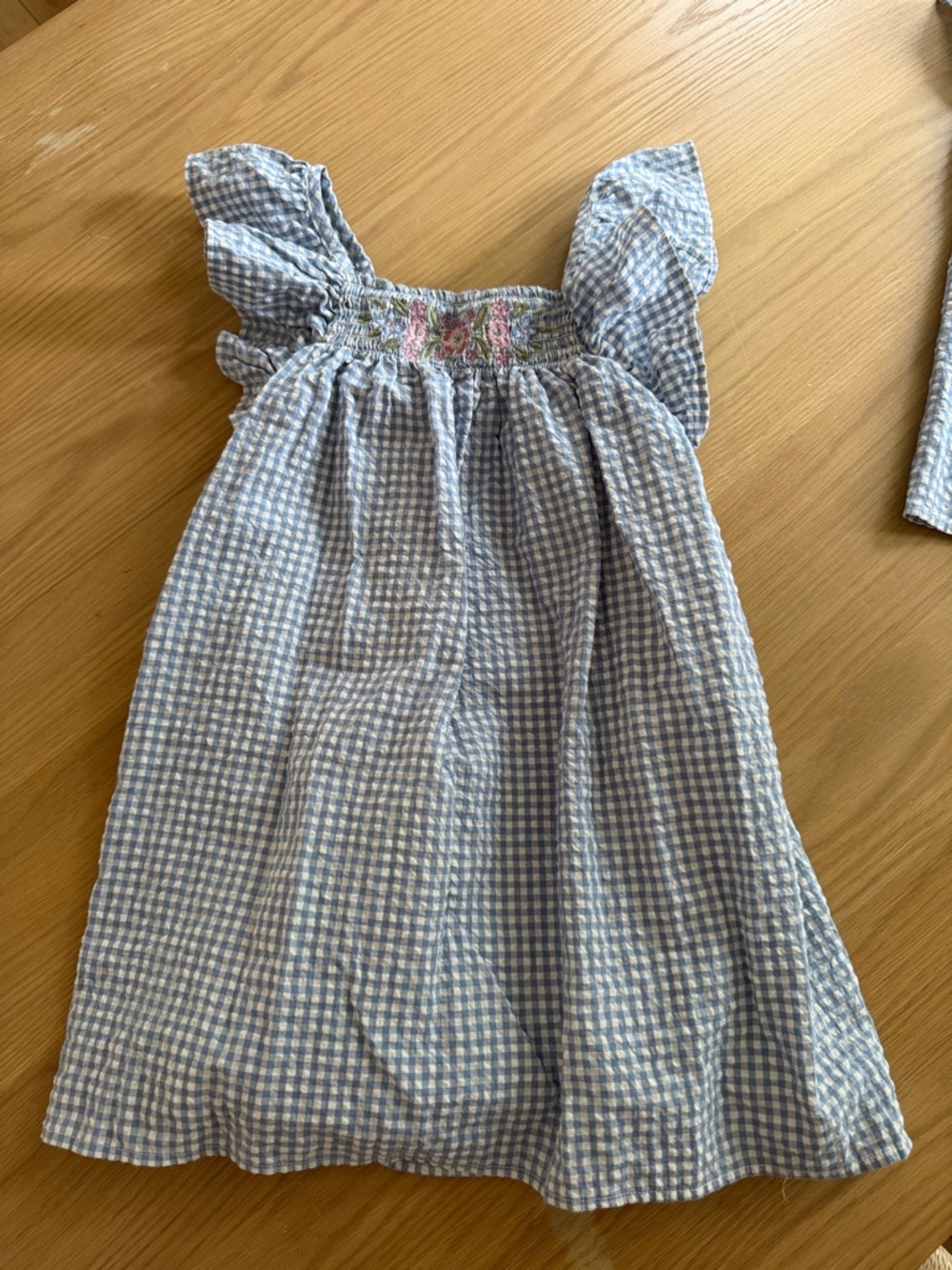 Blue Gingham Smocked Sundress with Ruffle Straps